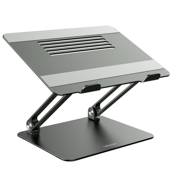 illkin Universal Pro Desk Adjustable Laptop/Mac Book/Tablet Stand Adjustable Angles, Aluminium Non Slip Heat Dissipataion - Grey